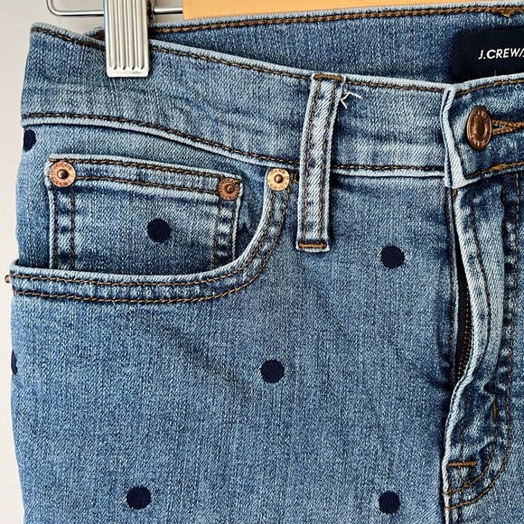 J. Crew Embroidered Blue Polka Dots High Rise Cotton Woman’s Jeans Size 27 - Picture 5 of 8